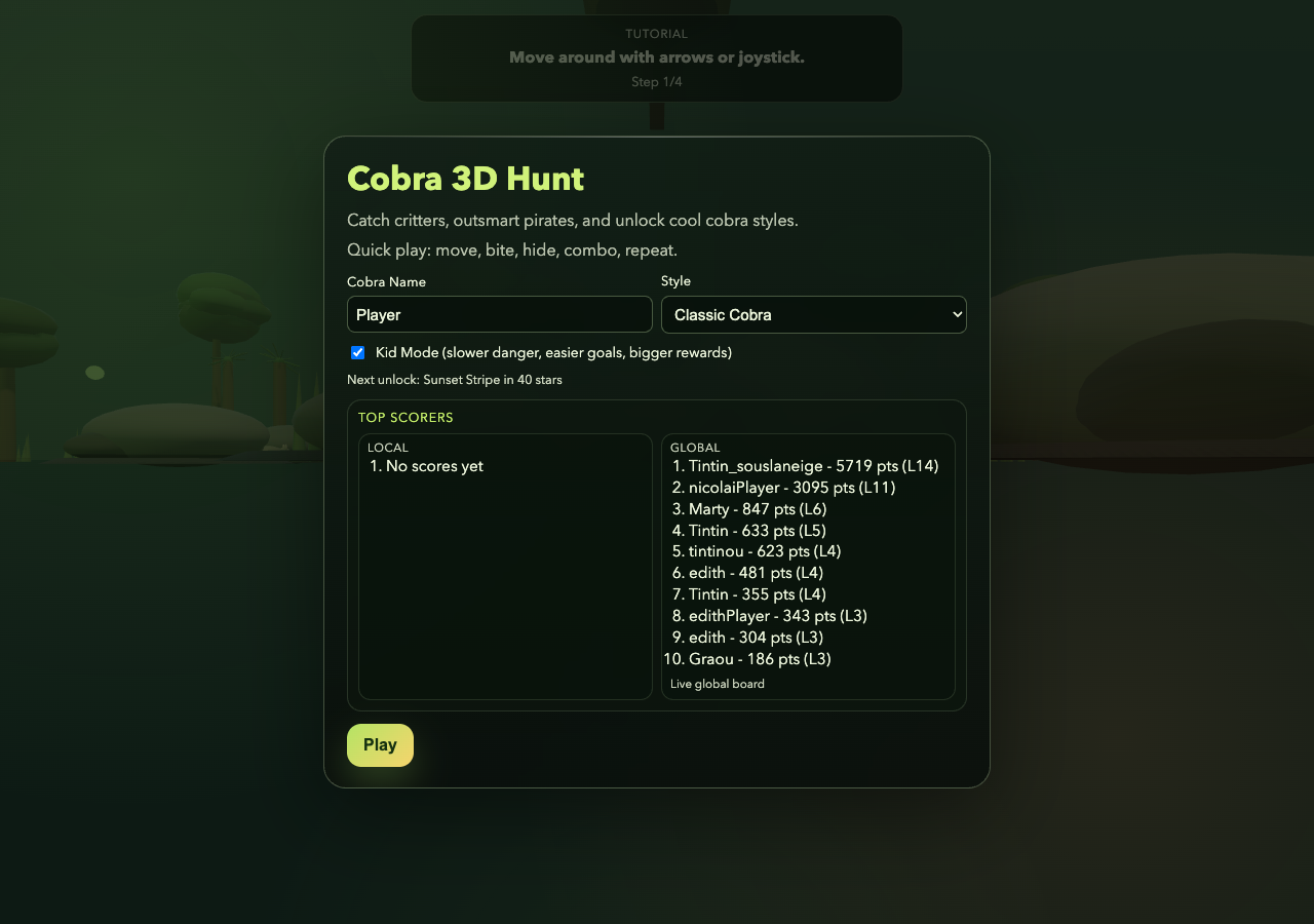Cobra 3D Hunt app screenshot